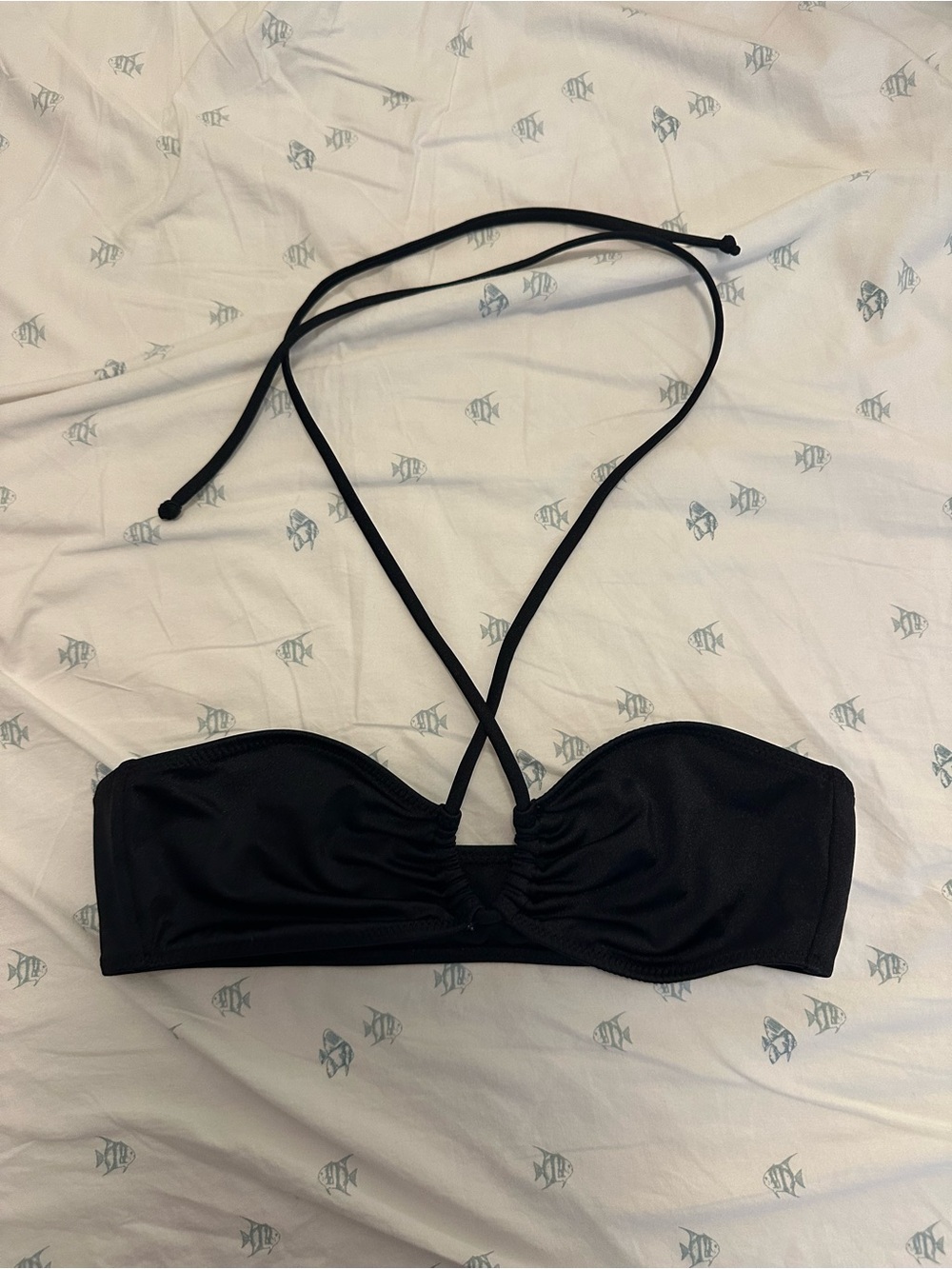 La Hearts Black Bandeau Swim Top with Removable Straps